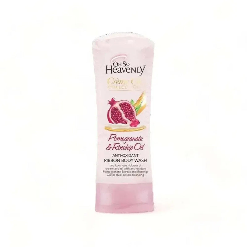 Oh So Heavenly Creme Oil Ribbon Body Wash bottle with pomegranate and rosehip oil, 300ml