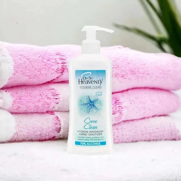 Oh So Heavenly Hygiene Clean waterless hand sanitiser 450ml pump bottle with 70% alcohol and refreshing scent
