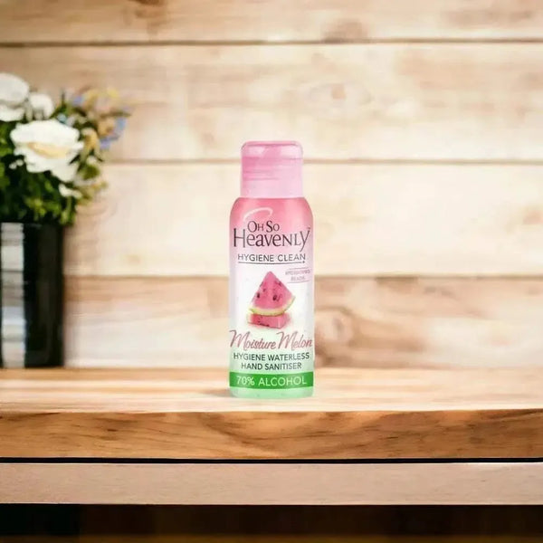 Oh So Heavenly Hygiene waterless hand sanitiser Moisture Melon 60ml with 70% alcohol and Vitamin E beads