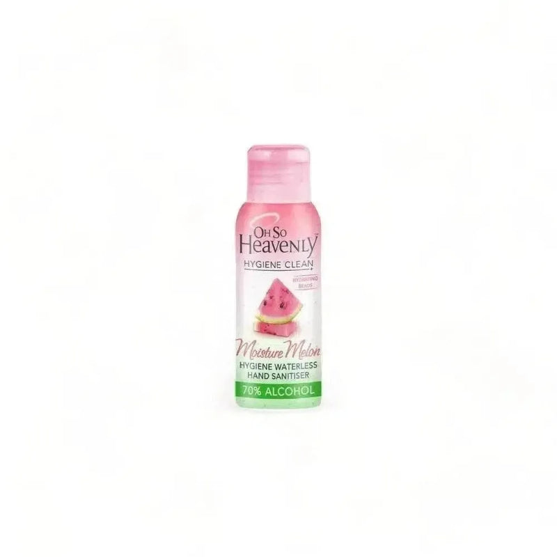 Oh So Heavenly Hygiene Clean Waterless Hand Sanitiser Moisture Melon 60ml with 70% alcohol and Vitamin E beads