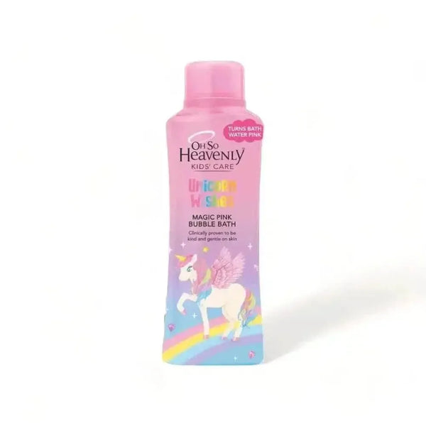 Oh So Heavenly Kid's Care Bubble Bath Unicorn Wishes 750ml bottle with pink fruity scented bath water