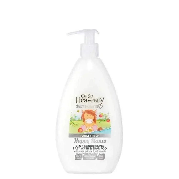 Oh So Heavenly Mum & Cherub Farm Fresh Happy Manes 2-in-1 conditioning baby wash and shampoo 500ml bottle
