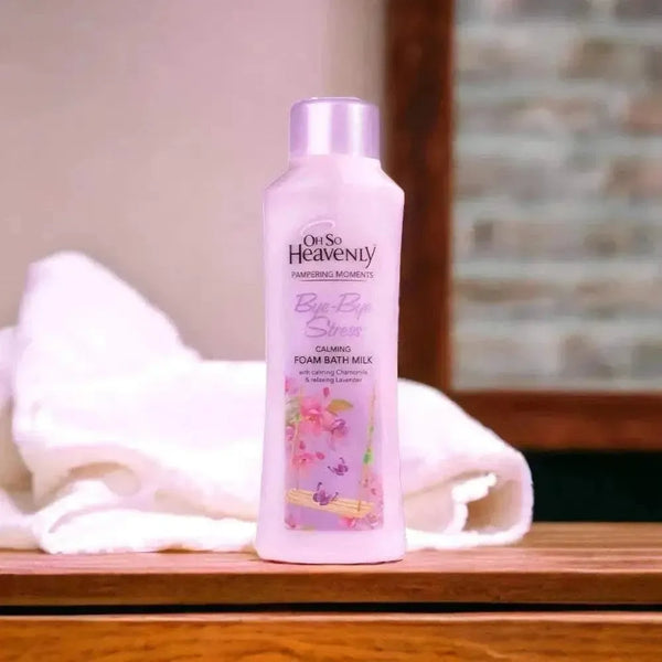 Oh So Heavenly Pampering Moments foam bath milk with lavender and chamomile for stress relief