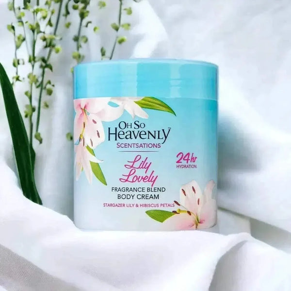 Oh So Heavenly Scentsations Lily Lovely Body Cream 470ml with floral fragrance and 24-hour moisturization