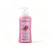 Oh So Heavenly Set the Tone 3-in-1 Face Scrub bottle with pomegranate and goji berries on wooden surface