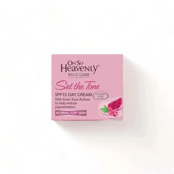 Oh So Heavenly Set the Tone SPF 15 Day Cream 50ml with antioxidant-rich pomegranate and goji berry extracts for radiant, even-toned skin