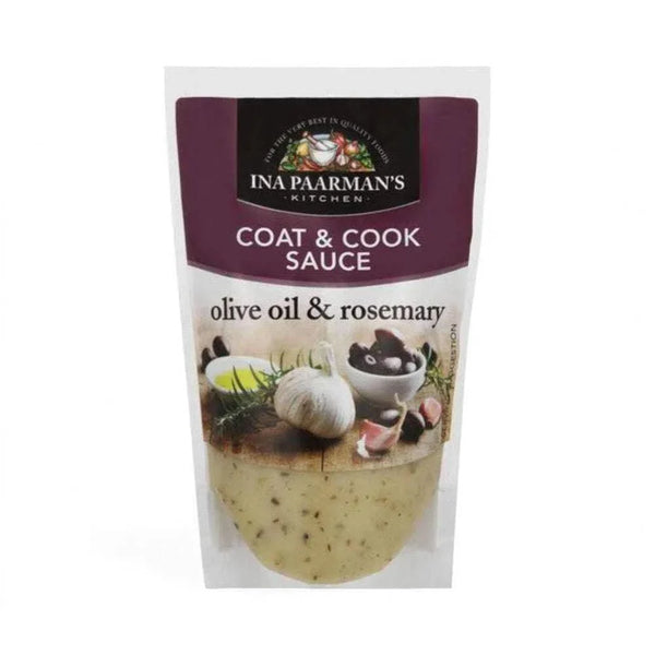 Ina Paarman Olive Oil & Rosemary Coat & Cook Sauce, 200ml pouch.