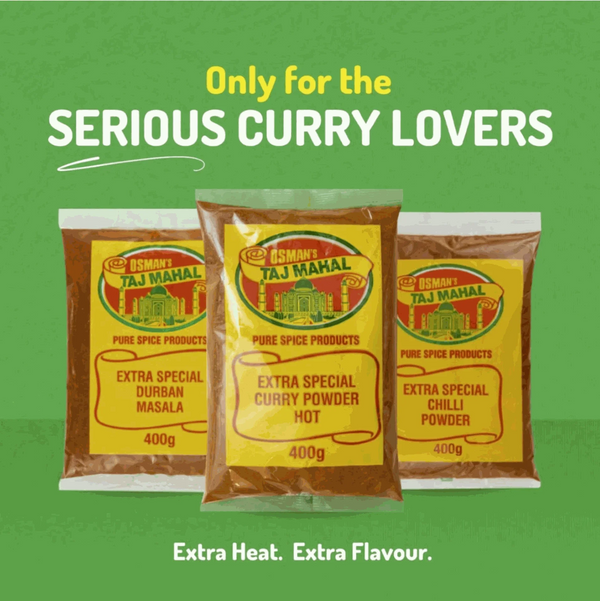Osmans Durban Masala Spice 100g packet with bold flavors for curry lovers, featuring a special blend of traditional and modern spices for versatile cooking.