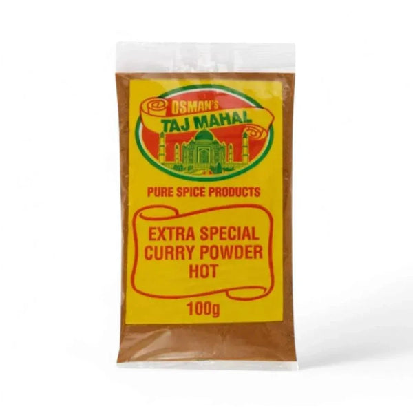 Osmans Extra Special Curry Powder HOT 100g packaging.