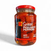 Jar of PEPPADEWS Sweet Piquante Peppers Hot Whole 400g with vibrant red peppers in brine and red lid