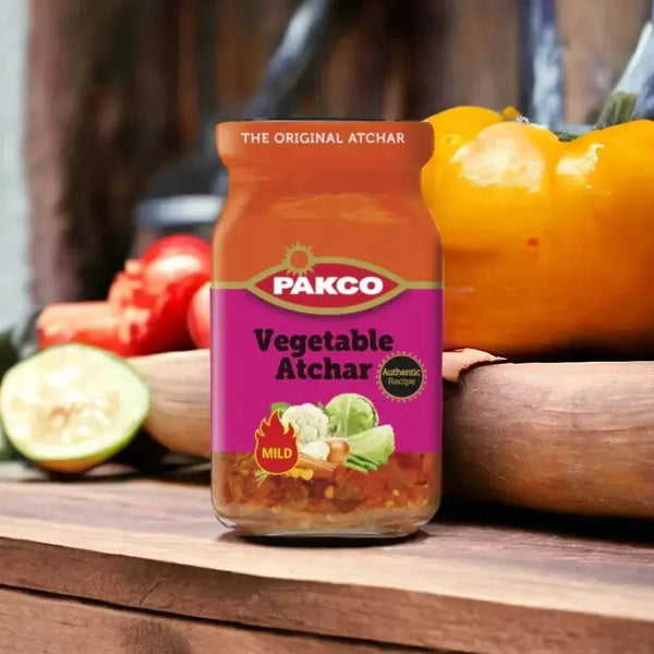 Pakco Mild Vegetable Atchar 385g jar South African pickle condiment