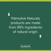 Palmolive Naturals ingredients statement on green background.
