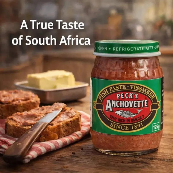 Peck's Anchovette Fish Paste 125g glass jar with bold umami flavour, high Omega-3, South African classic spread