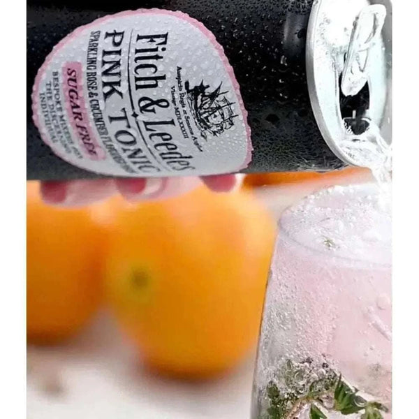 Fitch & Leedes Pink Tonic Sugar-Free 200ml bottle with rose and cucumber flavors for gin mixers