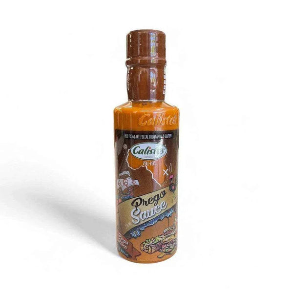 Calisto's Prego Sauce 250ml bottle with rich Portuguese flavors for grilling and marinade use.