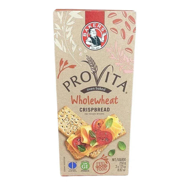 Bakers Provita biscuits 250g wholewheat crispbread packaging.
