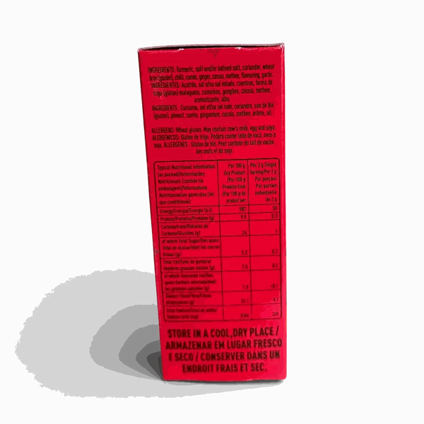 Rajah Curry Powder All in One 100g pack with garlic, cumin, cayenne, natural ingredients, and authentic Indian flavor
