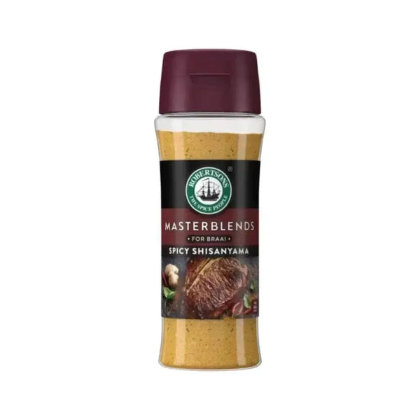 Robertsons Masterblend Spicy Shisanyama 200ml bottle with bold paprika and chili spice blend