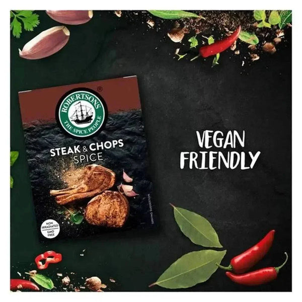 Robertsons Refill Steak & Chop 160g spice blend with natural herbs and steam sterilization