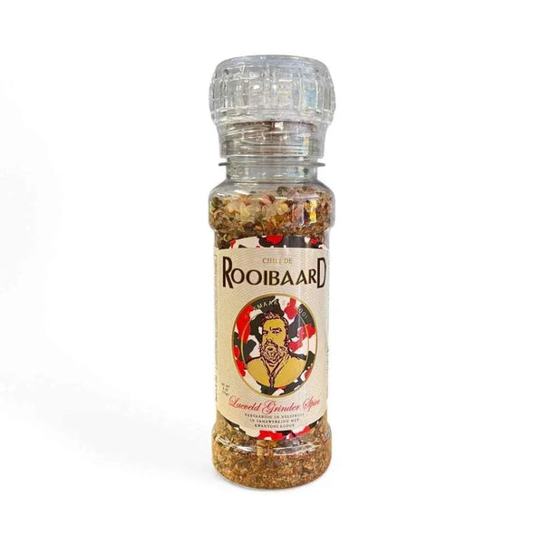 Rooibaard Braai Ginder Spice 170g grinder with bold South African seasoning blend for meats and veggies.