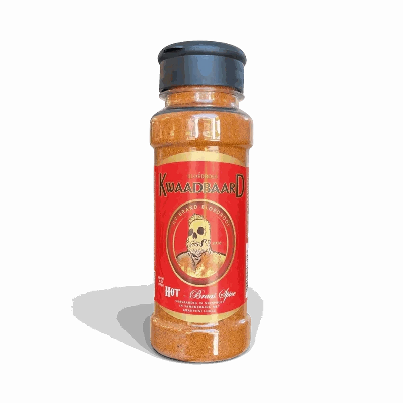 Rooibaard Kwaad 170g hot spice blend bottle for grilling and cooking
