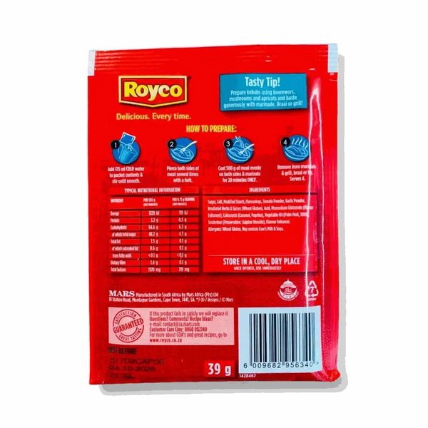 Royco Marinade Spare Rib 39g sachet for authentic South African braai flavor