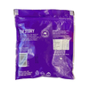 Purple packaging of Safari Fruit Dainties Squares 250g snack with nutritional info and storage instructions