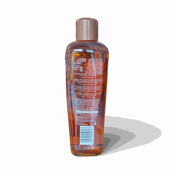 Satinskin Luxury Bubble Bath 1L bottle with moisturizing cocoa butter for soft, smooth skin and rich bubbles