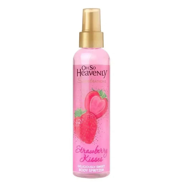 Oh So Heavenly Scentsations Body Spritzer Strawberry Kisses 200ml bottle with strawberry and floral design