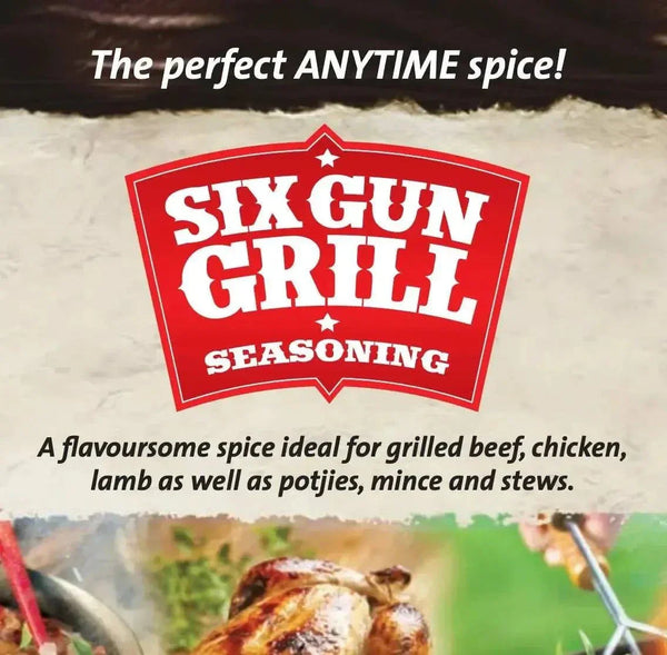 Crown National Six Gun Grill Spice 200g bottle for flavorful meat seasoning