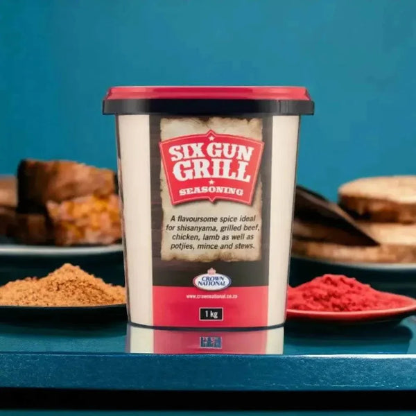 Crown National Six Gun Grill Spice 1kg tub for premium barbecue seasoning