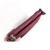 Maroon PU leather sling bag with adjustable strap and lattice front detailing