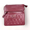 Maroon PU leather sling bag with adjustable strap and lattice front detailing