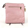 Pink PU leather sling bag with adjustable strap and lattice detailing