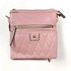 Pink PU leather sling bag with adjustable strap and lattice detailing