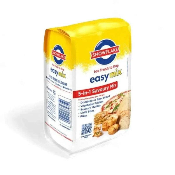 Snowflake 5-in-1 Savoury Mix 1kg pack for baking dombolo, vegetable fritters, muffins, chilli bites, and pizza