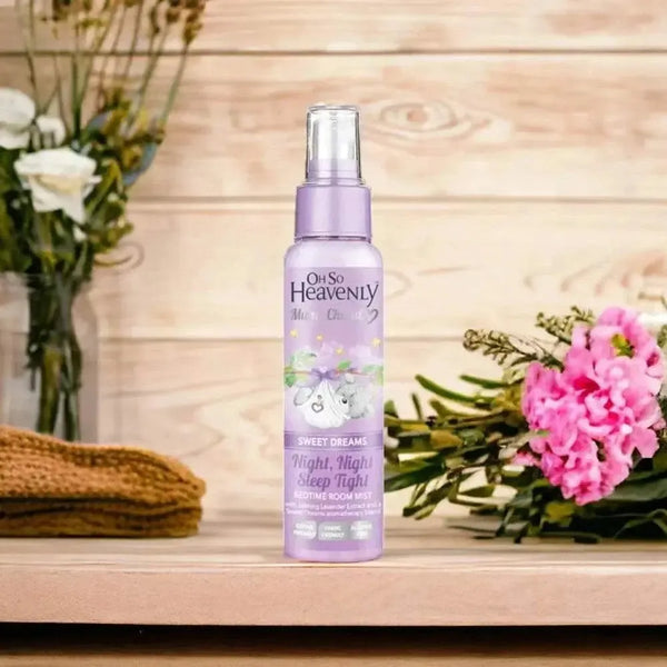 Oh So Heavenly Mom & Cherub Room Mist Night Night Sleep Tight 100ml bottle with lavender and Sweet Dreams aromatherapy for bedtime relaxation