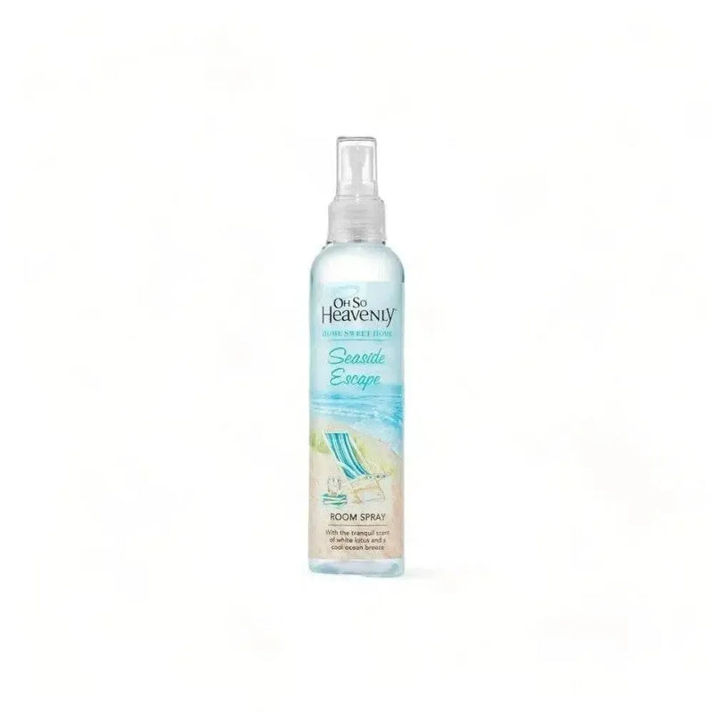 Oh So Heavenly Home Sweet Home Seaside Escape room spray bottle on white background