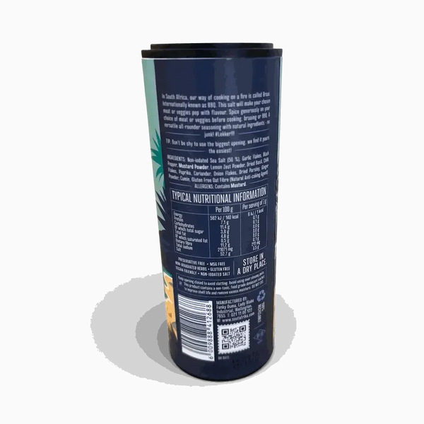 Sout Afrika Artisan Braai & BBQ Salt Shaker 150g for enhancing grilled meat flavor