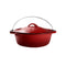 LK Flat Potjie Bake Pot 5L - RED Enamel(#12) - Something From Home - South African Shop