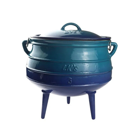 LK Three Legged Potjie Pot 7.8L - BLUE ENAMEL(#3) - Something From Home - South African Shop