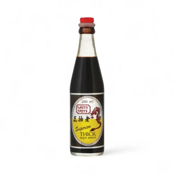 Hasty Tasty Thick Soya Sauce 250ml bottle, rich flavor enhancer.