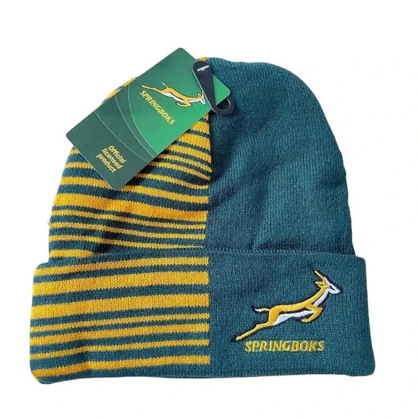 Springbok Beanies with South African Flag and Springbok logo for warmth and support