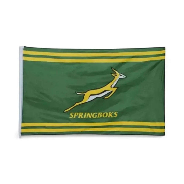 Springbok Official Licensed Flag with green and gold design and emblem, 150cm x 90cm, durable fabric for indoor and outdoor use