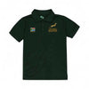Green Springbok Official Licensed Supporter T-Shirt with South African flag and Springbok logo embroidered on chest, made of 100% cotton