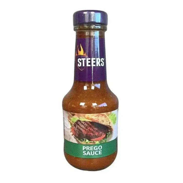 Steers Sauce Prego 375ml bottle for smoky and fruity braai flavor