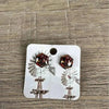 Stud earrings hexagon shape with tiger design 15mm diameter sold in pairs