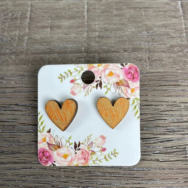Stud Earrings - Orange Heart - Something From Home - South African Shop