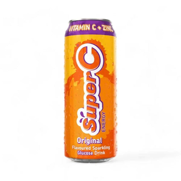 500ml Super C Energy Drink can with Vitamin C and Zinc, citrus-flavored sparkling glucose beverage