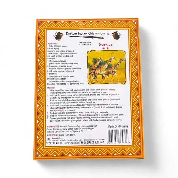 Taste of Africa - Durban Indian Chicken Curry - 60g from South African Shop in New Zealand – Something From Home.